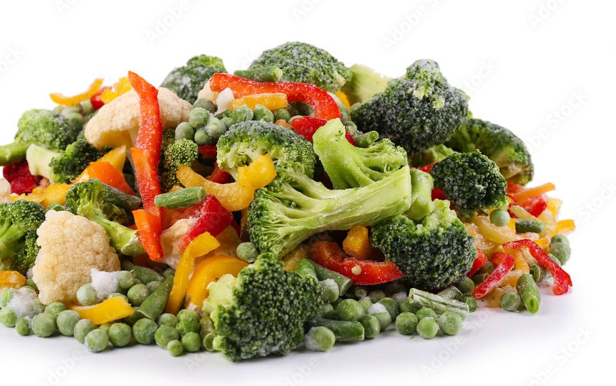 IQF broccoli, cauliflower, peas, carrots and red and yellow pepper strips